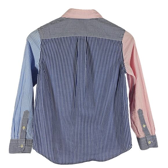 POLO RALPH LAUREN BOYS SEERSUCKER DRESS SHIRT SIZE M (10–12) PINK & BLUE STRIPES - Picture 2 of 9